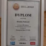 Dyplom za zajęcie 3 miejsca w województwie mazowieckim w Plebiscycie Edukacyjnym 2022 Polska Times na Nauczyciela Roku